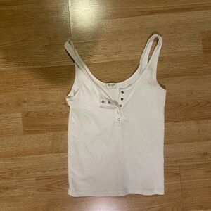 Brandy Melville White Buttoned Tank Top